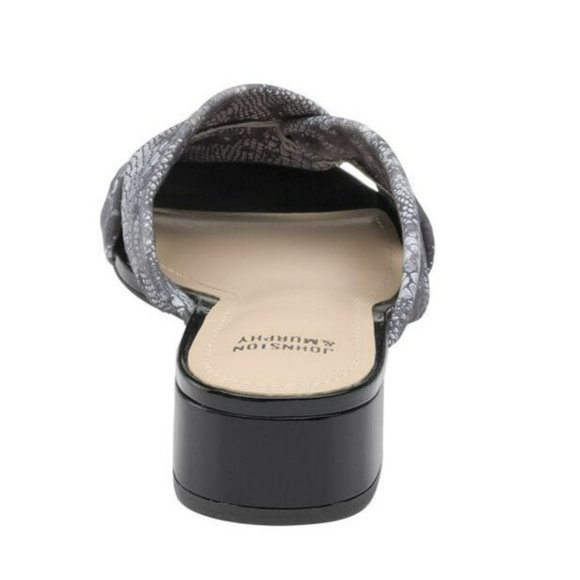 Johnston & Murphy Georgie Black Snake-Print Kid Suede Block Heel Slide Size 7 - Picture 3 of 10